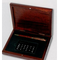 Rosewood Finish Box w/ Pen & Calculator